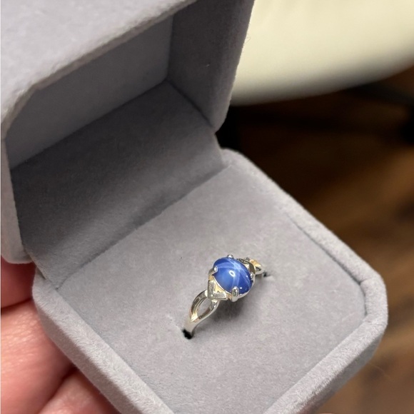 Beautiful 6 Ray Blue Star Sapphire in 925 Sterling Silver Ring Size 5.5 - Picture 3 of 6